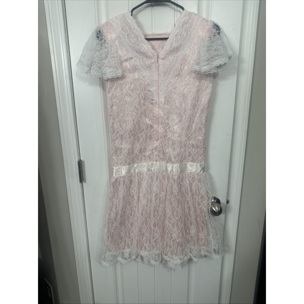 Gunne Sax Jessica McClintock 1980s Vintage Drop Waist Lace Dress Dollette - Picture 8 of 11